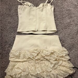 Edikted Cream Lace Two-Piece Set